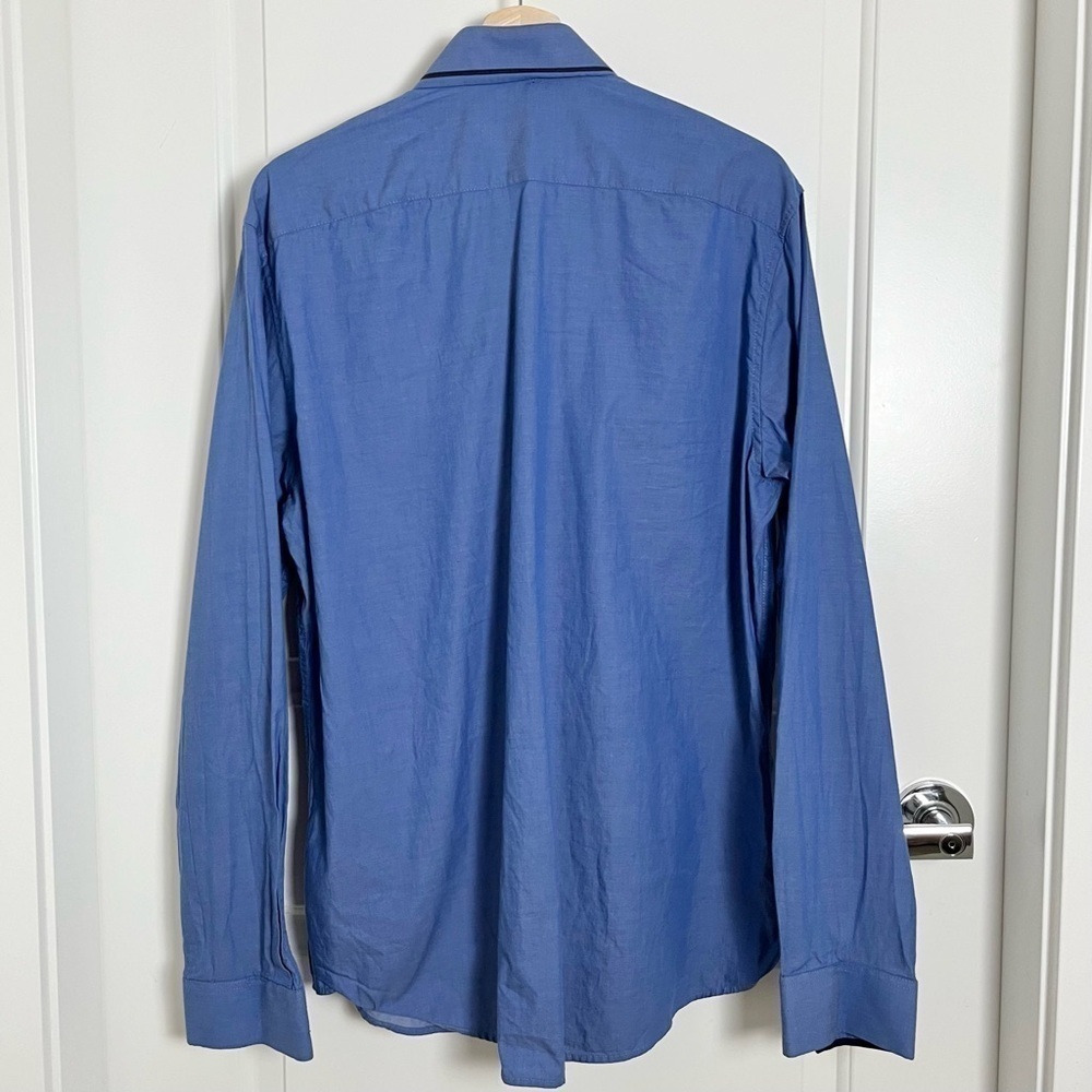 H&M Long Sleeve Button Up Collared Shirt Blue Men Size Large - Picture 6 of 11